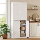 72  Kitchen Pantry Storage Cabinet With 4 Doors  White Wood Grain