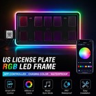 1pcs App Rgb Led Light Car Front Rear License Plate Frame With Brake Flash Warni