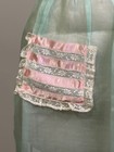Vintage Soft Teal Sheer Hostess 1 2 Apron W  Pocket   Lace Details