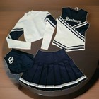 Cheerleader Uniform Blue White 4 Pc Mustangs Thhs Broad Way  See Description Szs