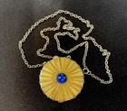 Vintage 1970s Estee Lauder Gold Tone Solid Perfume Compact Pendant Necklace