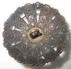 Lg Antique Victorian Openwork Mixed Metal Button W 36 Blue Tint Faceted Steels