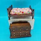 Dollhouse Bed W  Mattress And Dresser Wood Concord Miniatures -new Vintage Stock
