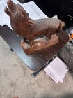 Vintage Wooden Wolf Sculpture 