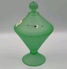 Vintage Hand Painted Flower Lidded Candy Dish