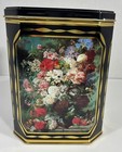 Vintage Decorative Tin  England   Embossed Floral Design  7     tall  Hinged Lid