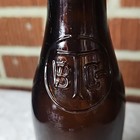 Antique T V B Co  Amber brown Embossed Logo Glass Beer Bottle  Bar Display
