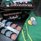 Texas Hold em Poker Set Tin W  Chips  Cards  Felt Mat  Dealer   Blind Plus Free