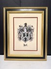 Beautiful Vintage  hall  Coat Of Arms Matted   Framed Art Print Heraldic Crest