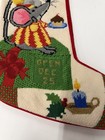 Vintage Christmas Stocking Needlepoint Handmade Mouse Present Mama