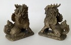 Pair Of Antique Brass    foo Dog Lions    Finely Detailed Casting
