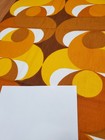 Awesome Rare Vintage Mid Century Retro 70s Yel Tan Circle Twist Drop Fabric  Wow