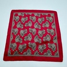 Vintage Silk Pocket Square Handkerchief Burgundy Paisley Print 12 5x12 5