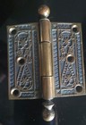 Gorgeous Antique Norwalk Ornate Brass Ball Tip Hinges 3 5    X 3 5   