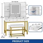 Makeup Vanity Desk Set With Power Outlet 3 Drawers 3 Lighting Modes For Bedroom