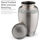 Silver Floral Finish Handcrafted Memorial Urn For Human Ashes  11 X 7  