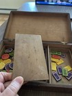 Antique Vintage Bone Gaming Poker Chip Set In Wood Box
