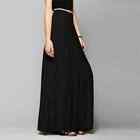 Double Lace Layer Chiffon Pleated Long Maxi Skirt Elastic Waist Long Skirt