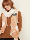 Nwt Old Navy Long Flannel Blanket Scarf Wrap Shawl Tartan Pashmina Cream Combo