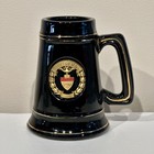 Vintage Rutgers University Stein Black Gold Trim Heraldo Mug Glossy