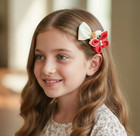 6pc Handmade Red White Girls Hair Clips Set  Floral Butterfly Bunny Headband