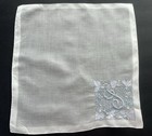 A  Vintage Hankie Blue Monogram J Madeira Style Hand Embroidered Wedding Bride