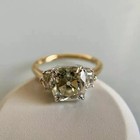 2 50ct Cushion Cut Moissanite Three Stone Engagement Ring Silver Yellow Gold Fn