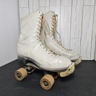 1950s Vintage Hyde Leather Roller Skates Chicago Wood Wheels Size 6 5