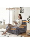 Gray Plush Faux Fur Bean Bag Lounge Chair Floor Sofa  Non-slip Base  1 Seat