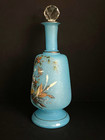 Victorian 1890   s Blue Opaline Enameled Glass Perfume Cologne Scent Bottle 8 25   