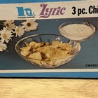 Mcm Vtg Hazelware Lyric Crystal 3 Piece Chip N Dip Set With Box Clear Glass