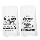  Funny Schnauzer Kitchen Towels Set Of 2  Schnauzer Gifts For Women Men Hand 
