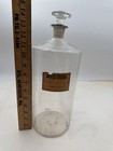 Antique Hand Blown Glass 14    Apothecary Pharmacy Bottle Paper Label Cork G6