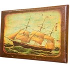Vintage Nautical Ship Wall Art   Clipper Sailing Ship On Wood   Rustic Maritime