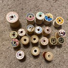 Lot Of 20 Vintage Wooden Wood Sewing Thread Spools Assorted Sizes