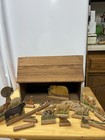 Rare Vintage Wooden  Farm Barn    18 Cardboard Animals With Wooden Base Set