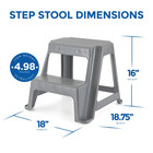 Gracious Living 16  Plastic 2 Step Portable Garage Home   Kitchen Stool  Gray