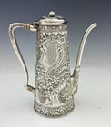 Tiffany  Sterling Silver Chased  Coffee Pot 18 45 Oz  8 1 4 