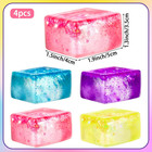 4 Pack Glitter Ice Cube Fidget Toys  Soft Cube Sensory Squishy Fidget Toys Squar