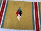 Southwest Rug Mat  Hand Woven  Stripes With Triangle Design  Mustard  Multi