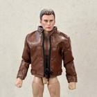 Mo-mbjk-bn  1 12 Brown Slim Zipper Faux Leather Jacket For 6  Slim Action Figure