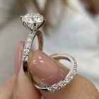 2 50ct Round-cut Lab Grown cvd Diamond Solitaire Bridal Ring Set 14k White Gold
