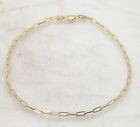 10  Italian Solid Paper Clip Ankle Bracelet Anklet 14k Yellow Gold Plated Silver