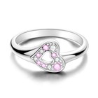 Mula European Heart Love Finger Ring Pink Cz Women Jewelry 925 Sterling Silver