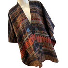 Boho Poncho Coat Artisan Aztec Tribal Pockets Wool Blend S   M Democracy
