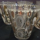 Vintage Set Of 6 Mid-century Gold Royal Lady Portrait Bar Cocktail Rocks Glasses