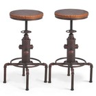  Antique Vintage Industrial Barstool Solid Wood Water Red Bronze Wooden Seat