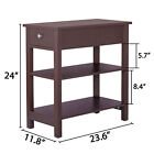 24   Narrow Side Table Slim End Table With Drawer And Shelves For Small Space 