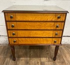 Vintage Federal Sheraton Style Birdseye Maple Chest Spool Cabinet Sewing Cabinet