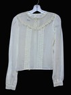 Vintage Gunne Sax Blouse 9 Lace Semi Sheer Victorian Prairie Puff Sleeve Twee